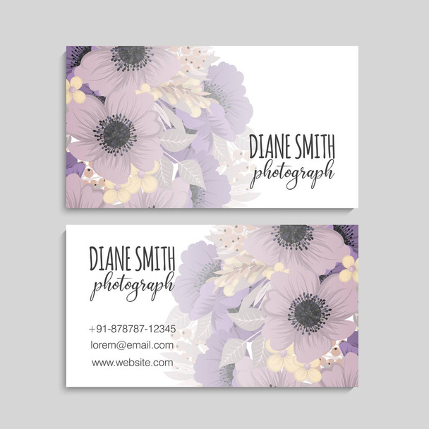 Floral style business card template vector - Vector, Image