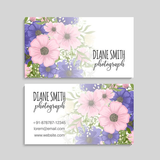 Floral style business card template vector - Vektor, kép