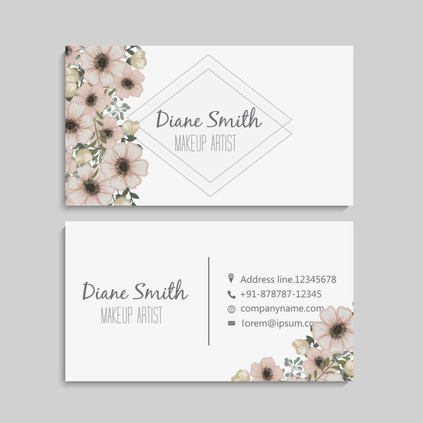 Floral style business card template vector - Vector, afbeelding