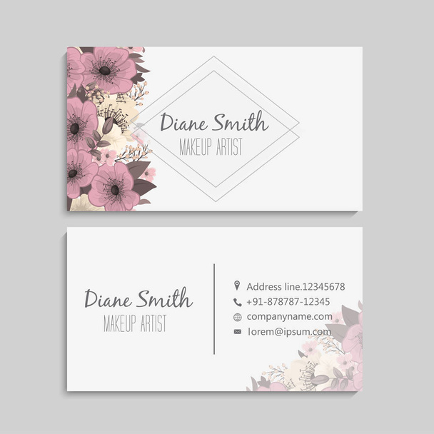 Floral style business card template vector - Vector, Imagen