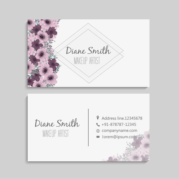 Floral style business card template vector - Vetor, Imagem