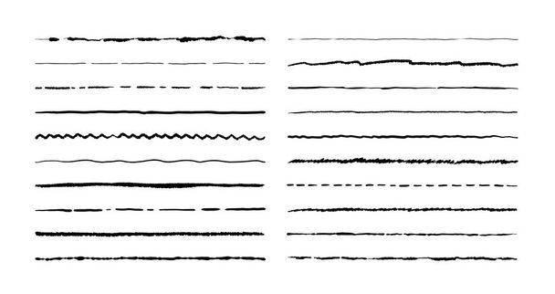 Χέρι doodle γραμμές. Εγκεφαλικό επεισόδιο υπογράμμιση σχέδιο με μολύβι, στυλό σετ σύνορα grunge, καρτούν ραβδωτά στοιχεία. Διάνυσμα doodle βούρτσα - Διάνυσμα, εικόνα