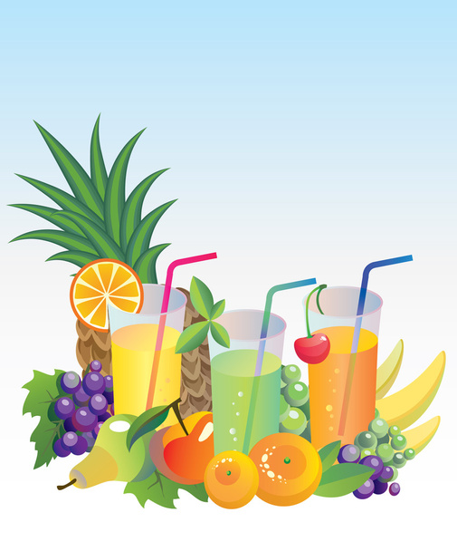 Juice and fruits - Vector, Image