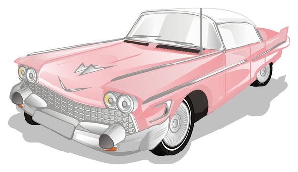 pink retro car with gray shadow - Foto, afbeelding