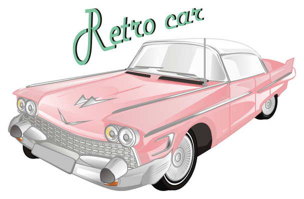 pink retro car with green letters - Фото, изображение
