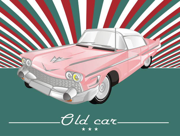 pink old car on colored background - Фото, изображение