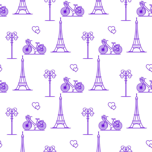 Paris. Seamless pattern. Symbols and landmarks. - Vektori, kuva