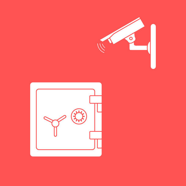 Vector illustration with security camera and safe. - Vector, Image