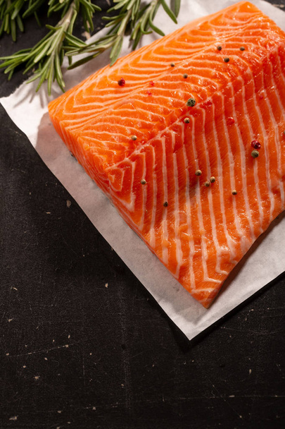 Raw fish fillet on slate - Photo, Image