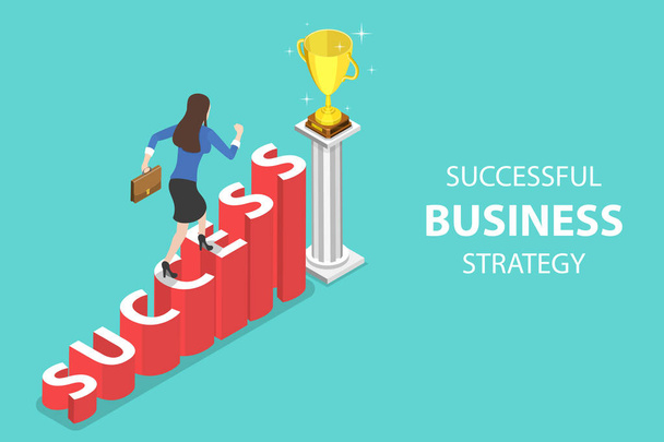 Isometric flat vector concept of success, competition. - Vector, Image