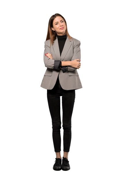 A full-length shot of a Business woman smiling over isolated white background - Photo, image