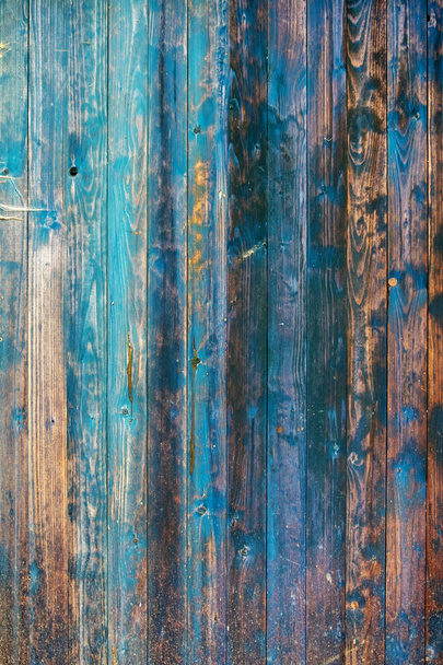 Rakenne vanha grunge sininen maalattu rapautunut puulevy seinään maalaismainen puu viljaa
 - Valokuva, kuva