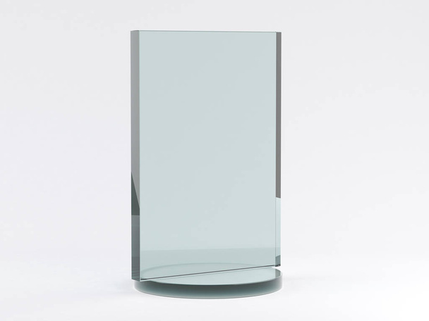Glass stand for booklets on white background. Mockup. 3D - Φωτογραφία, εικόνα