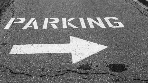 Parking lettering with direction on asphalt  - Photo, Image