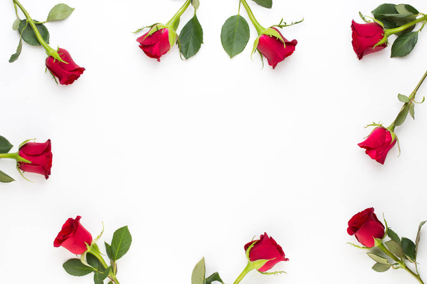 Heart of Roses on the white background. Valentines day greeting  - Fotó, kép