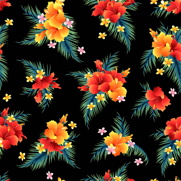 Hibiscus flower pattern illustration - Διάνυσμα, εικόνα
