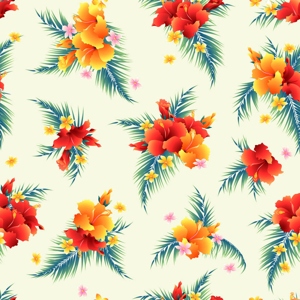 Hibiscus flower pattern illustration - Vetor, Imagem