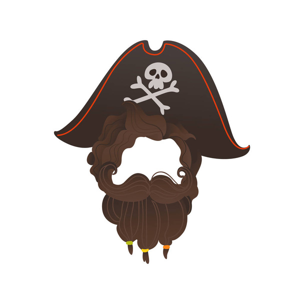 Vector pirate beard photo booth prop costume - Wektor, obraz