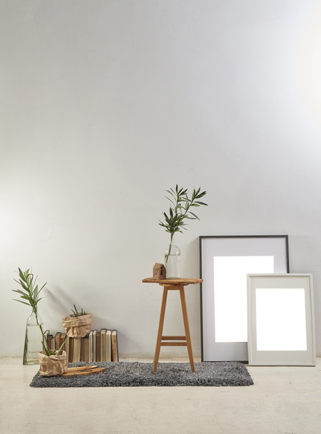 Creme Wand und dekorative Inneneinrichtung, Büro oder zu Hause - Foto, Bild