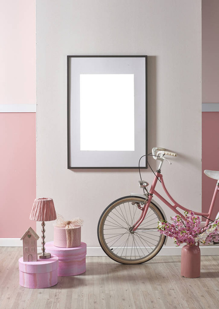 różowy biały ściana i dekoracyjny wystrój wnętrz dla domu i dzieci pokój, wzory do sypialni - Zdjęcie, obraz