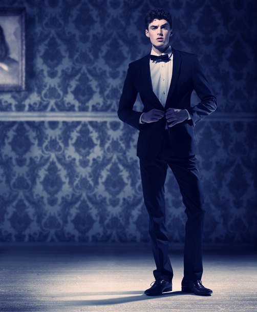 Athlete young man wearing perfect tuxedo - 写真・画像