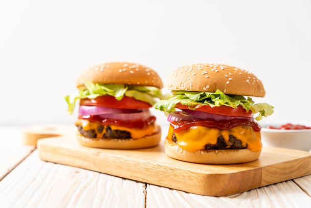 fresh tasty beef burger with cheese and ketchup - Φωτογραφία, εικόνα