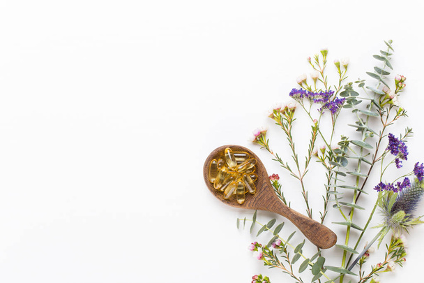 Bio herbal green cosmetic arrangement, sea salt and handmade cos - Φωτογραφία, εικόνα