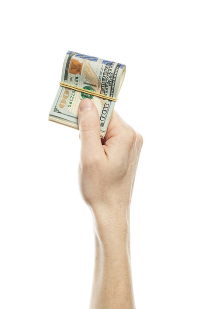 Finanční koncept s lidskou rukou drží dolar měny.  - Fotografie, Obrázek