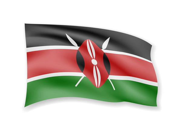 Acenando bandeira do Quênia em branco. Bandeira ao vento
. - Vetor, Imagem