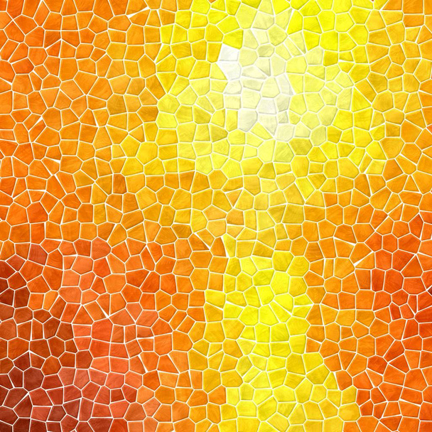 abstract nature marble plastic stony mosaic tiles texture background with white grout - sunny yellow and fiery orange colors - Photo, Image