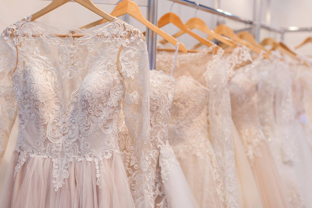 Beautiful lace wedding dresses. - Фото, изображение