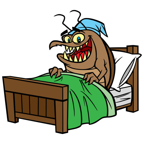 Bed Bug Bedtime - Un fumetto vettoriale illustrazione di un insetto che si prepara per andare a letto
. - Vettoriali, immagini