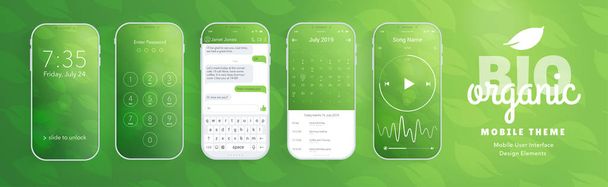 User interface design elements set green organic style ��� ready - Vector, Image