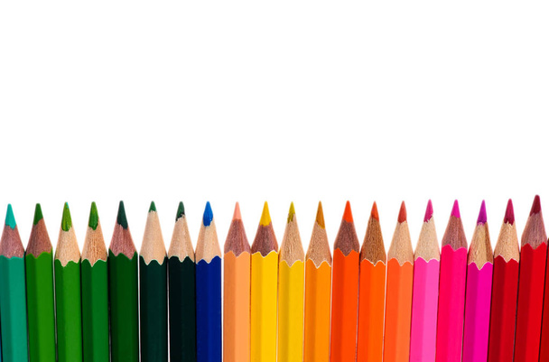colored pencils on a white background - Foto, Imagem