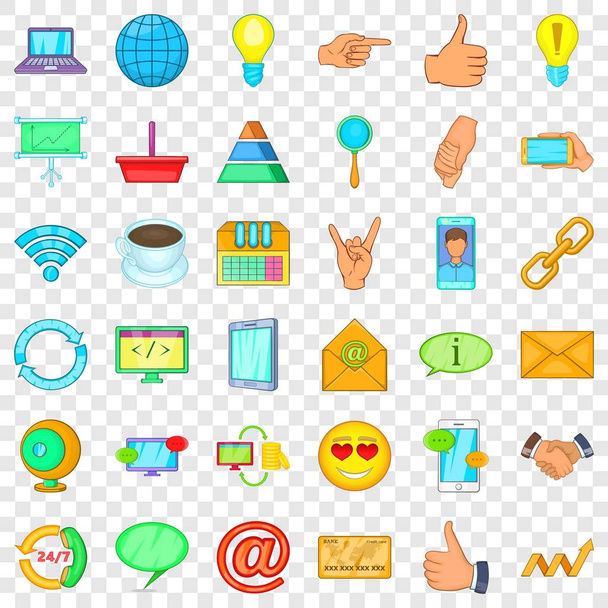 Network icons set, cartoon style - Vector, Image