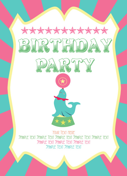 Circus Happy Birthday card - Vektör, Görsel