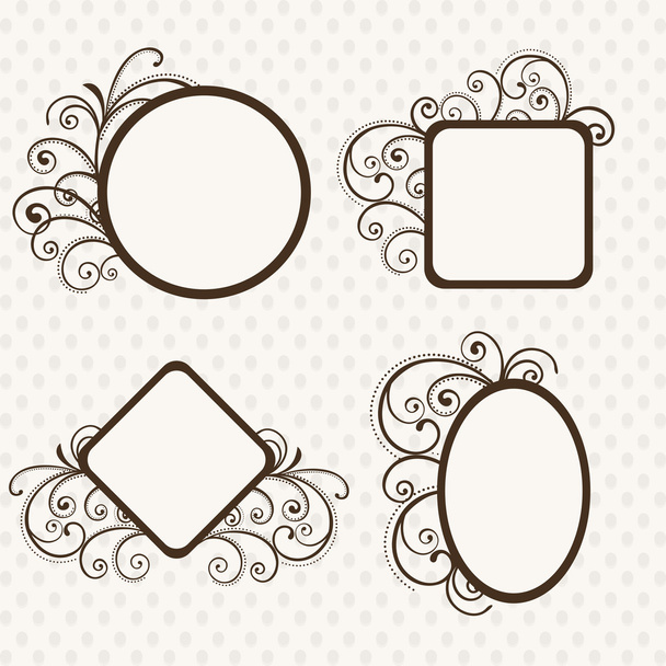 Beautiful floral decorated photo frames in different shapes. - Wektor, obraz