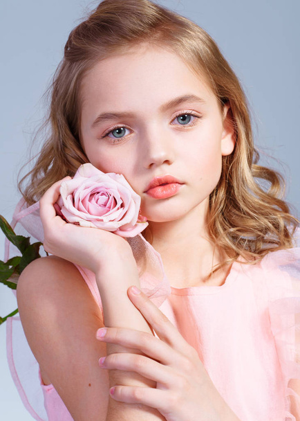 portrait of little model girl in studio - Φωτογραφία, εικόνα