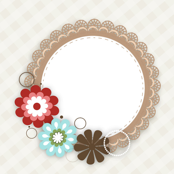 Colorful floral decorated photo frame on abstract background. - ベクター画像
