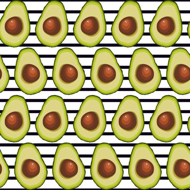 Seamless background of halved avocado fruit - Vektör, Görsel