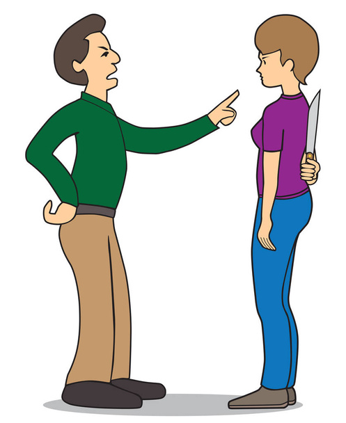 Cartoon Couple Arguing - Vector, Image