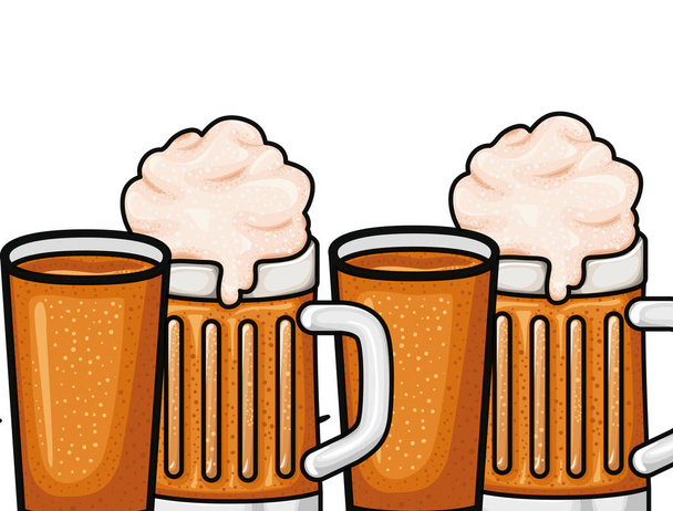 patroon bier met schuim geïsoleerde pictogram - Vector, afbeelding