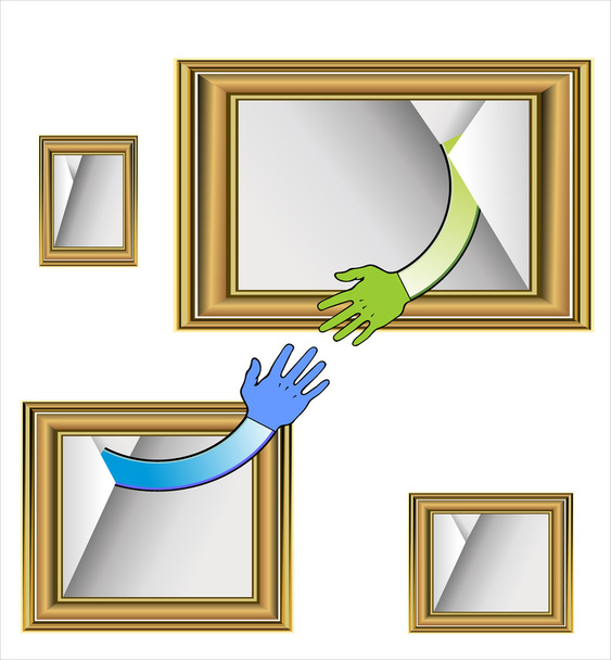 Image de poignée de main dans un cadre brun
 - Vecteur, image