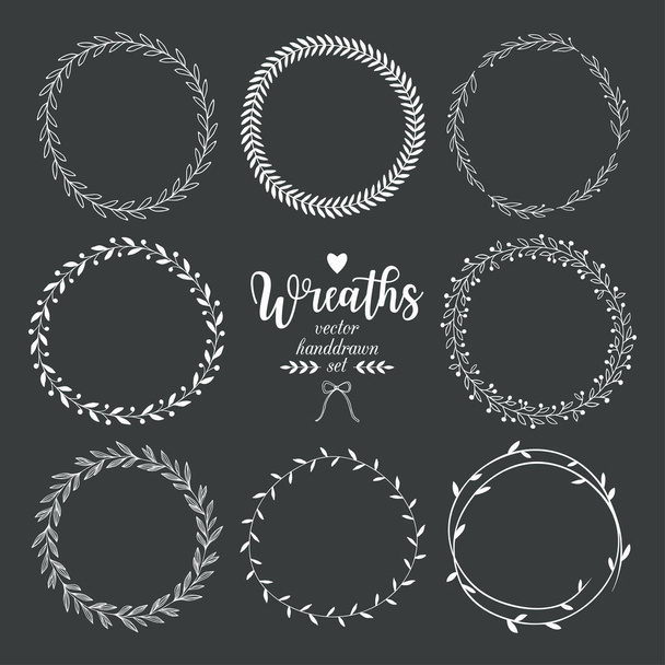 Set of vector hand drawn wreaths. - Vector, Image