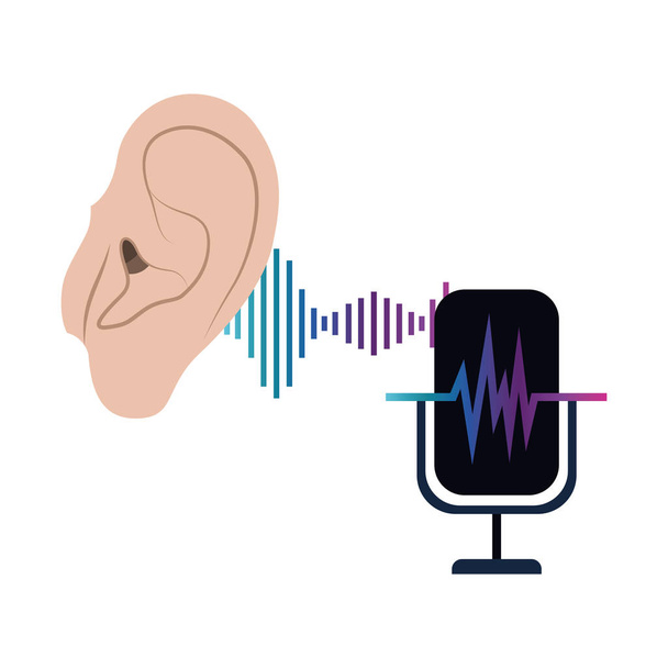 orecchio con onde sonore e microfono
 - Vettoriali, immagini