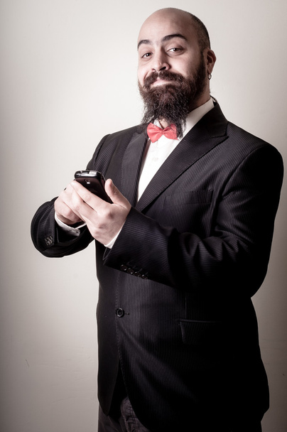 funny elegant bearded man on the phone - Zdjęcie, obraz