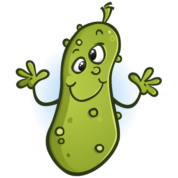 Childlike Pickle Personagem dos desenhos animados acenando com as mãos
 - Vetor, Imagem