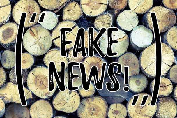 Text sign showing Fake News. Conceptual photo False Unsubstantiated Information Hoax Wooden background vintage wood wild message ideas intentions thoughts. - Photo, Image