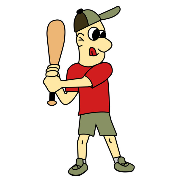 boy play baseball. stock vector illustration - Vettoriali, immagini