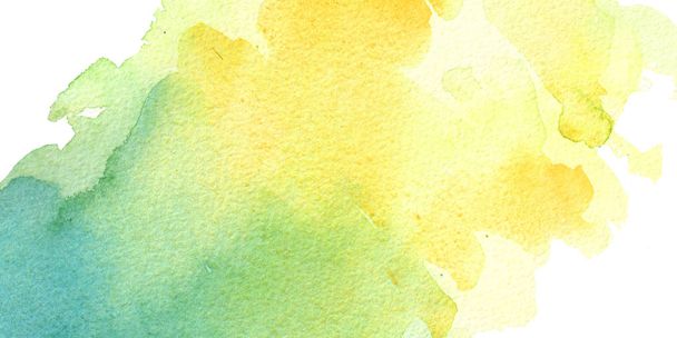 watercolor hand painted yellow and turquoise watercolor background bisness card - Photo, image